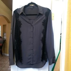 Express Portfonio Grey W/ Black Lace down the side